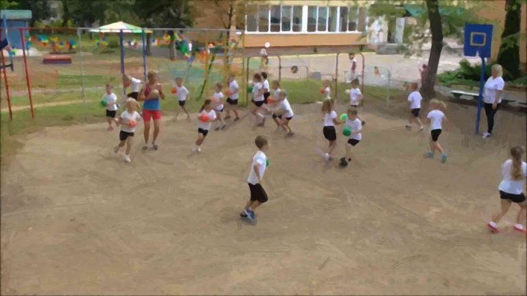 Summer outdoor games for children on the street