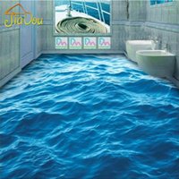 Wallpaper Wholesale- Custom Po Floor Wallpaper 3D Stereoscopic Waves Mural PVC Living Room Bathroom Self Adhesive WallPaer1