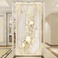 Custom Wallpaper Custom Fashion 3D Stereoscopic Relief Flower Butterfly Living Room Entrance Entrance Corridor Decor Wall PO Self Adhesive Wallpaper