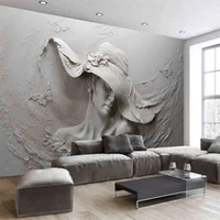 Custom wallpaper 3D stereoscopic embossed gray beauty oil painting modern abstract art wall mural living room bedroom wallpaper 210722