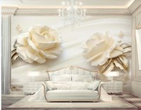 Stereoscopic 3d wallpaper champagne 3d stereo roses wallpaper water wave reflection TV background wall