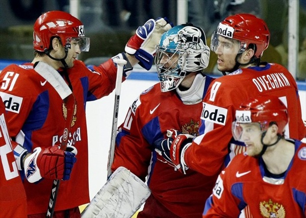 Evgeny Nabokov goalkeeper of the Russian team in hockey